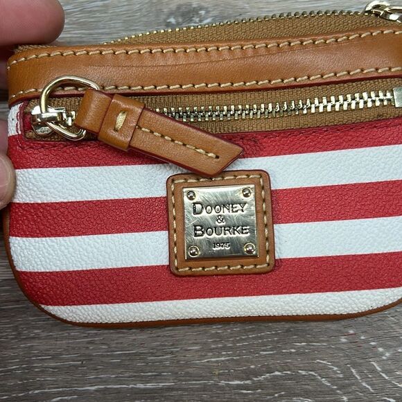 Dooney & Bourke Red and White Striped coin purse - Picture 5 of 10